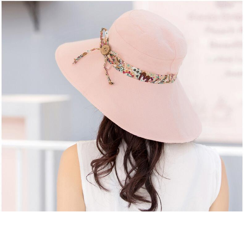 2018 New Brand Women Sun hat Summer Hat Folding Sunscreen Anti-uv big Summer Biking Beach Hat Fashion Sun hat