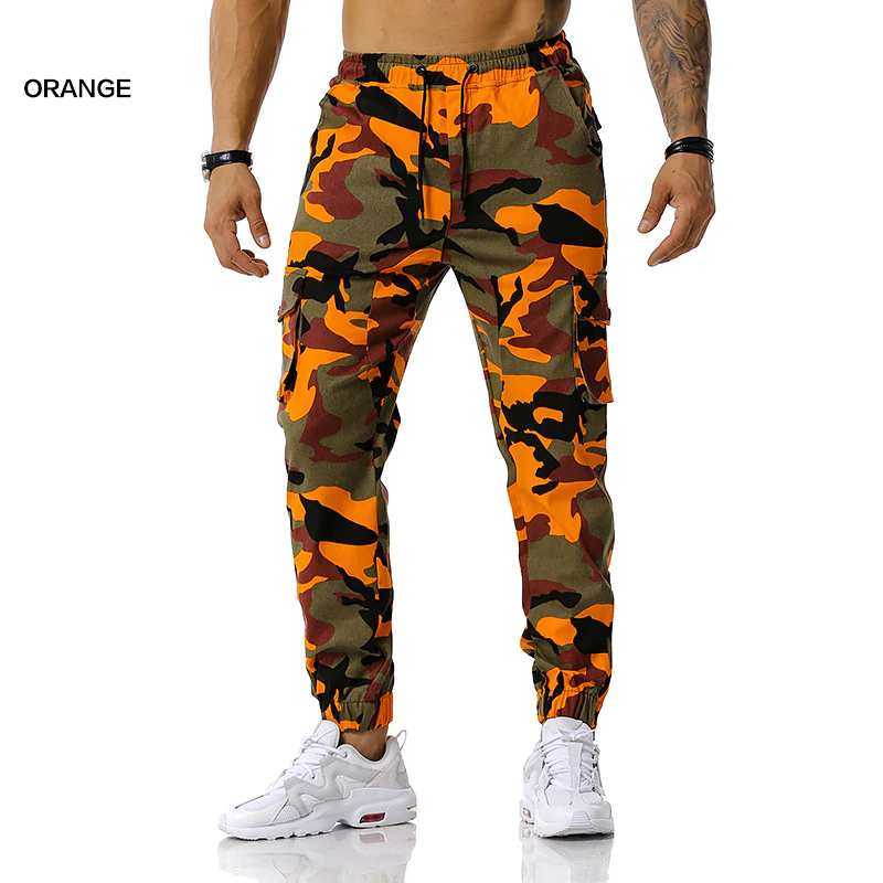 Slim Fit Camo Cargo Pants Orange