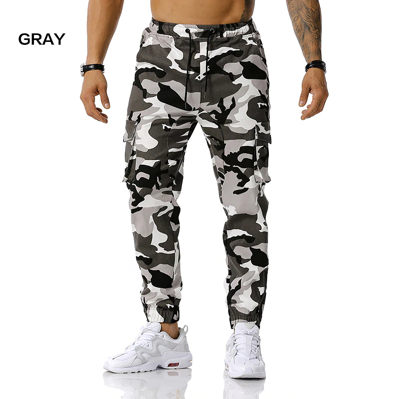 Slim Fit Camo Cargo Pants gray