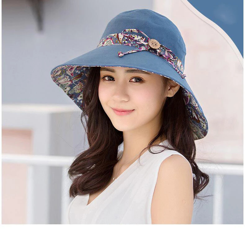 2018 New Brand Women Sun hat Summer Hat Folding Sunscreen Anti-uv big Summer Biking Beach Hat Fashion Sun hat