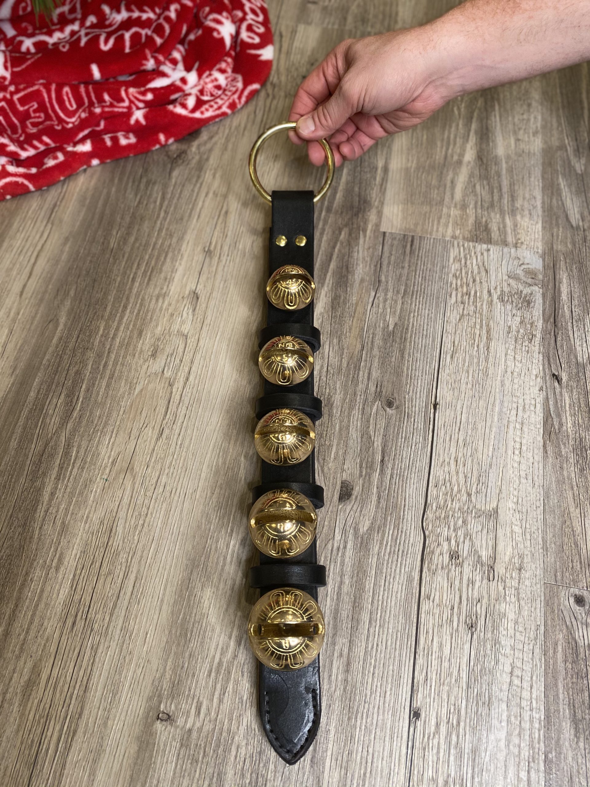 Decorative Sleigh Bells 5 Bells Fresh Coast Leather