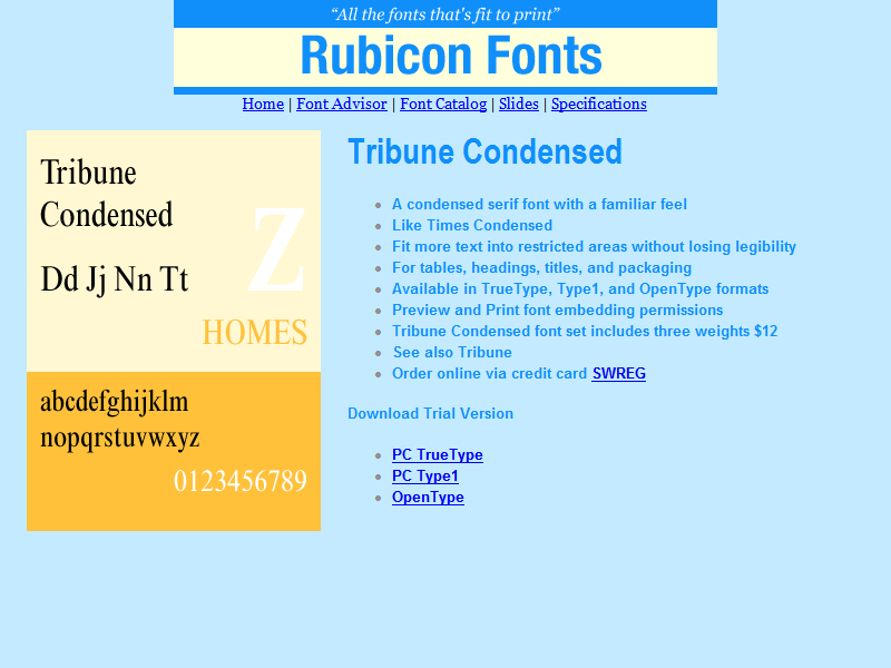 Tribune Condensed Font OpenType 2.00 Download Fast, Free, No Broken