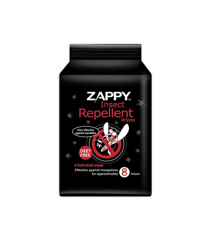 Zappy Insect Repellent Wipes 8 Sheets Freshening Industries