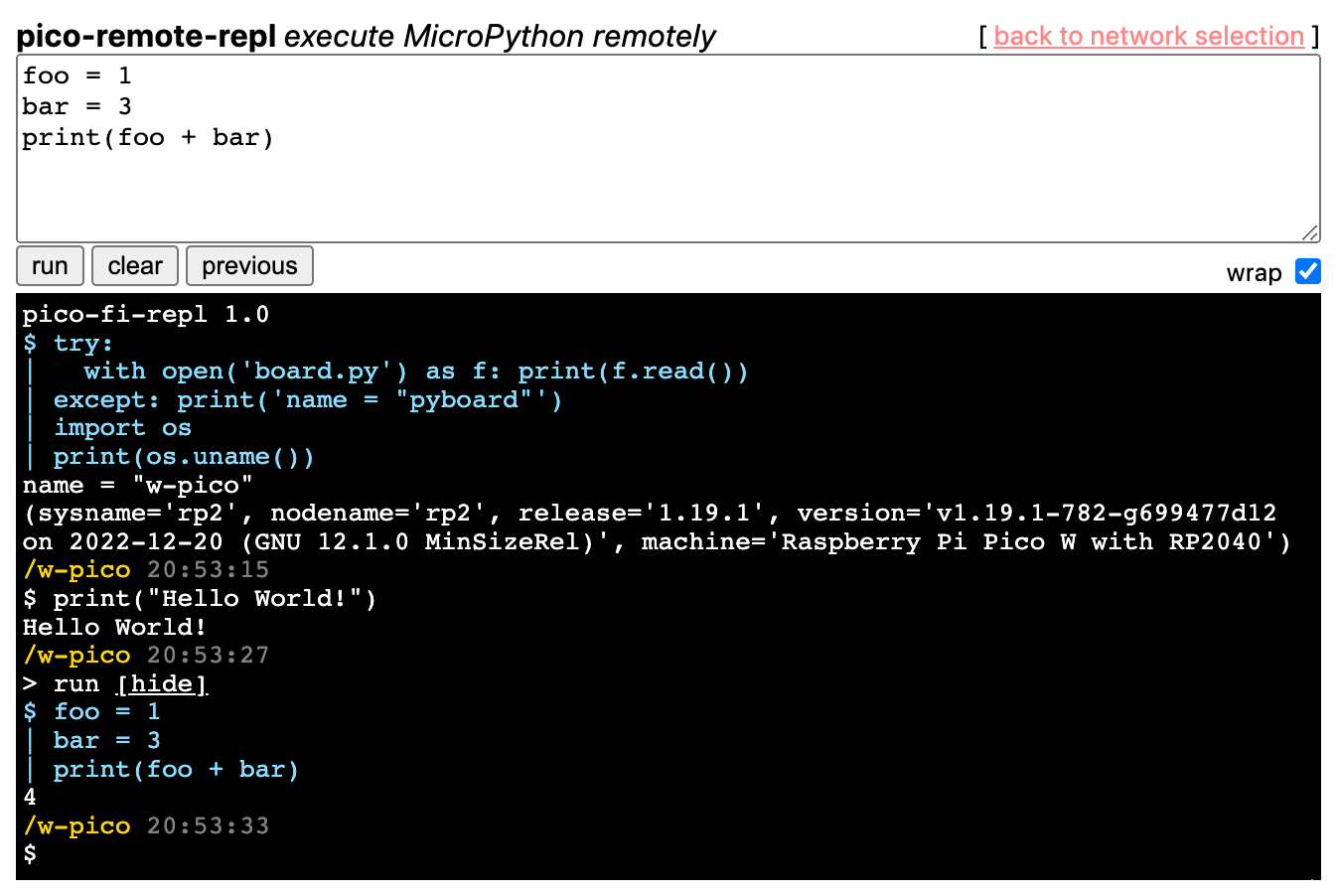 GitHub cfreshman/picoremoterepl Run remote MicroPython commands on