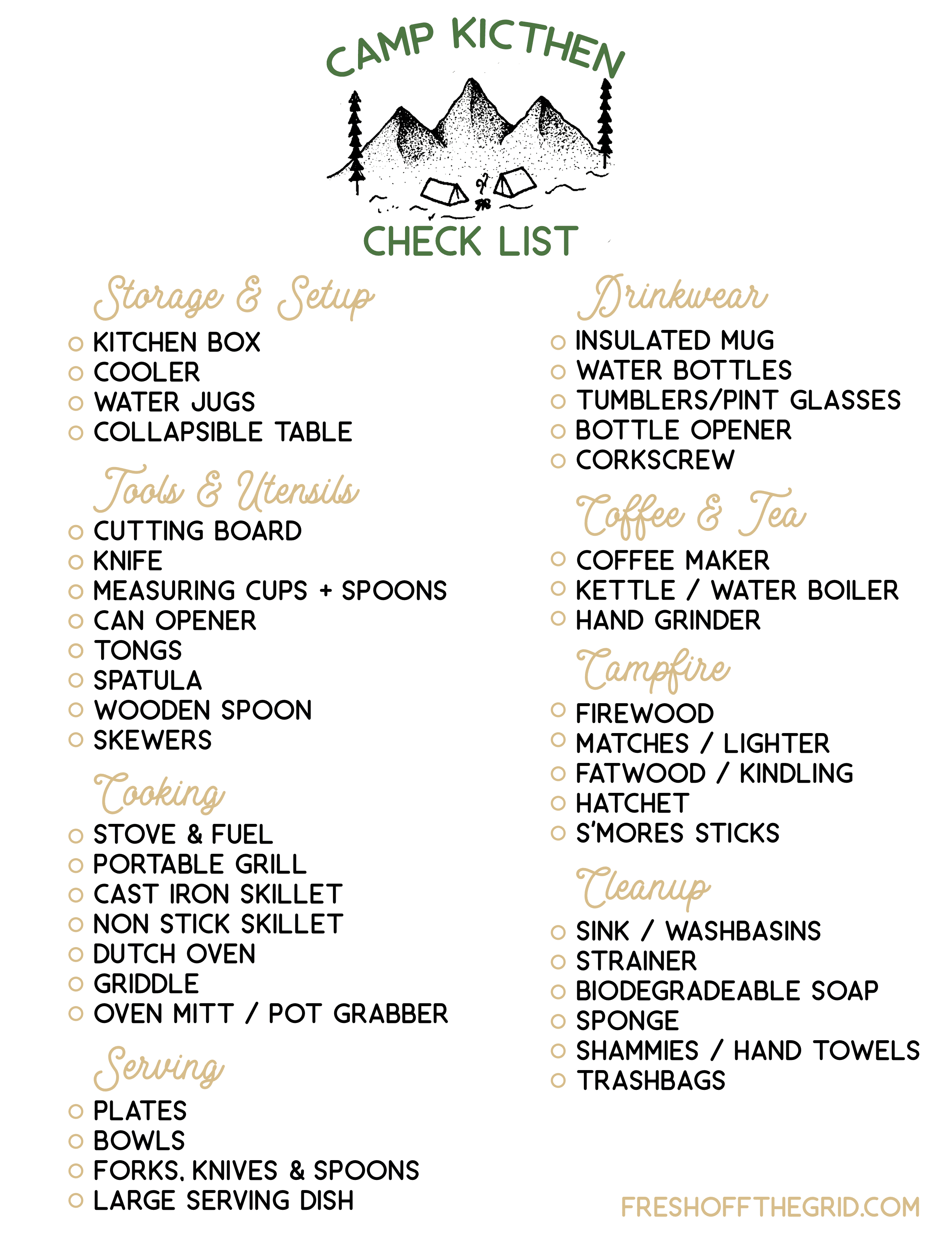 Camping Kitchen Equipment Guide Fresh Off The Grid