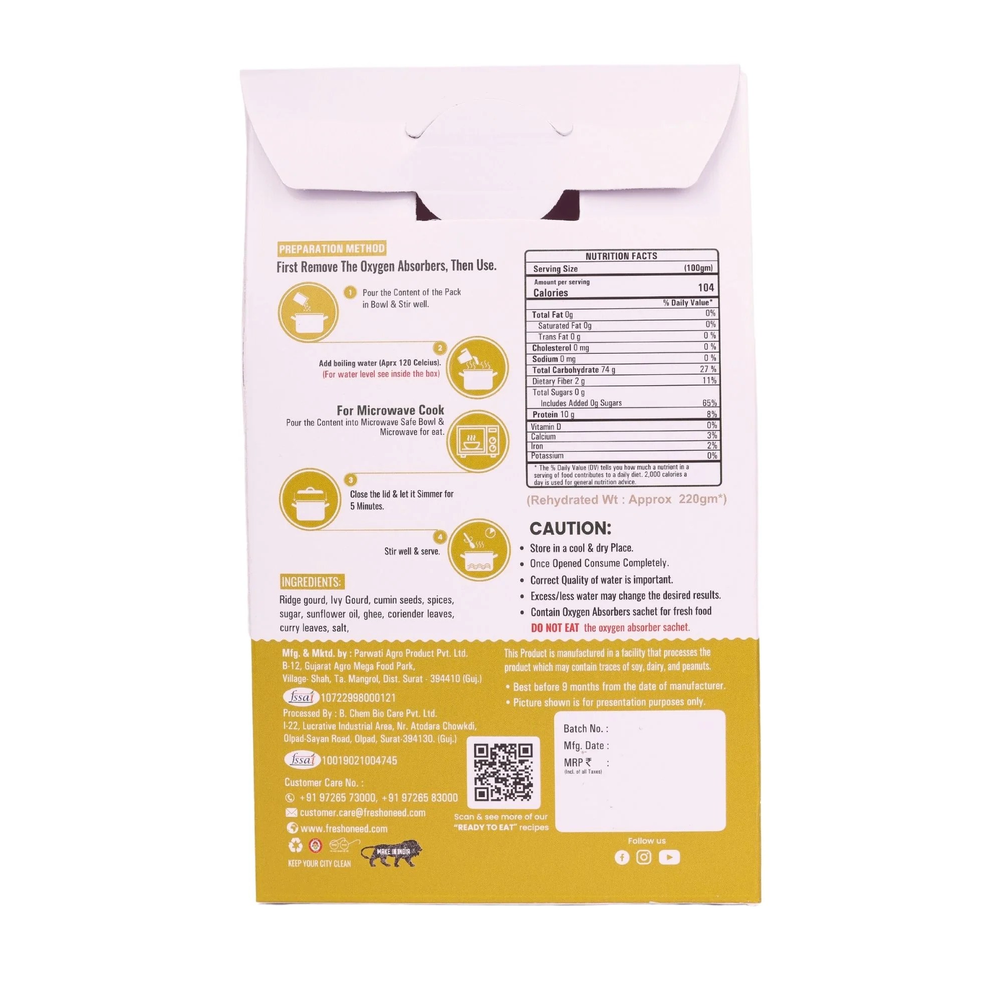 Buy green gujarati online Ready to eat freeze dried food by Freshoneed