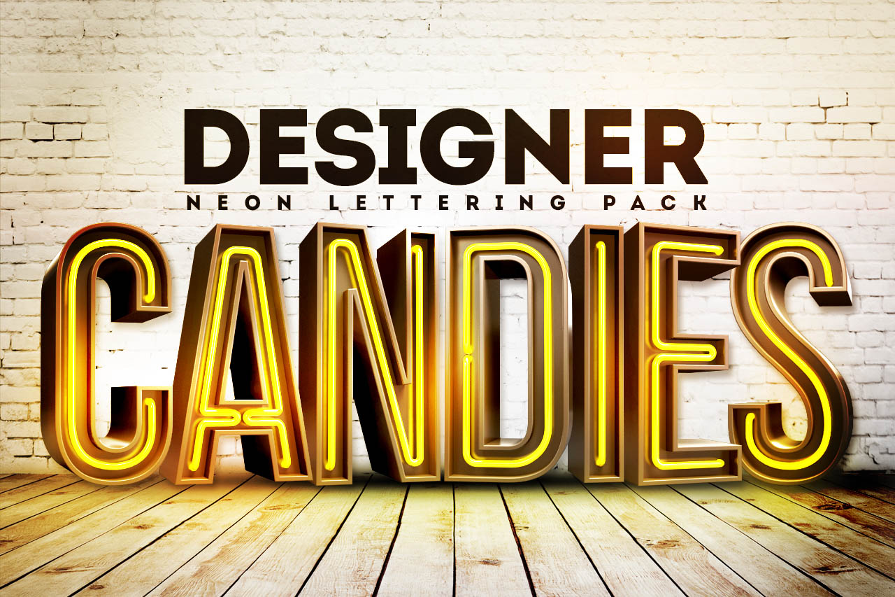 3D Neon Lettering Pack Freebies Fribly