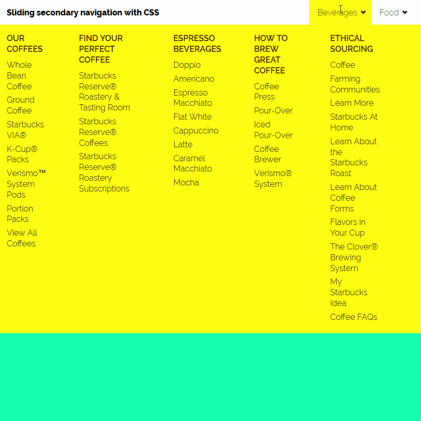 Secondary Menu Examples Sliding Secondary Navigation with CSS - - Fribly
