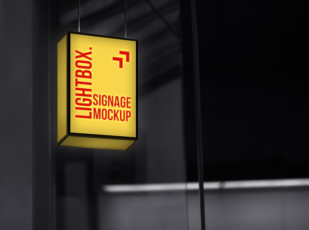 Download Hanging Lightbox Signage Mockup - Freebies - Fribly