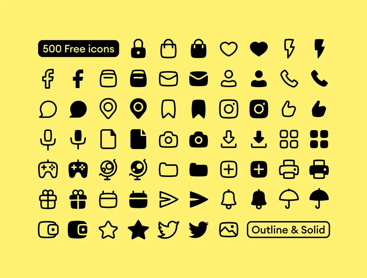 Basil Minimalistic Icon Set - PNG & SVG - Icons - Fribly