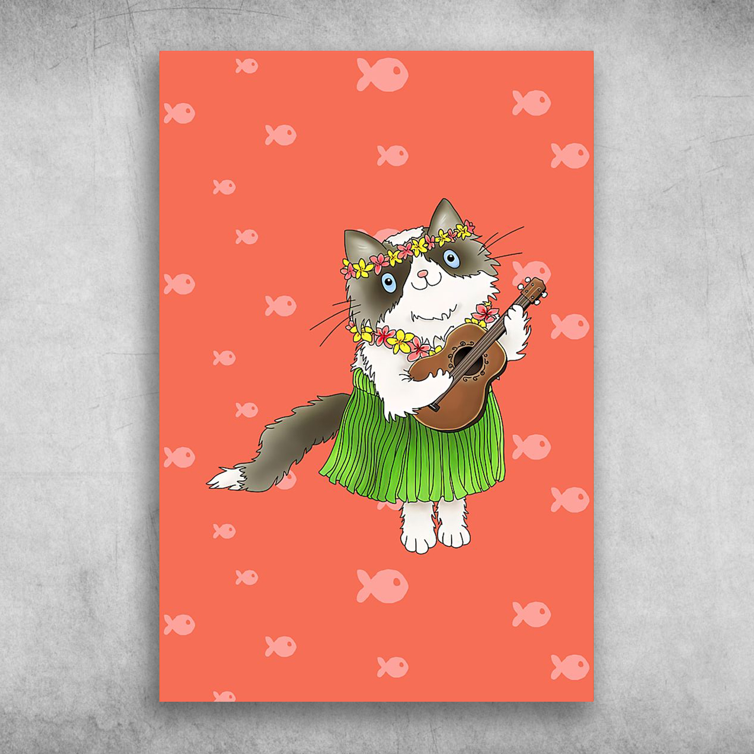 Cute Cat Playing Ukulele Musical Instrument FridayStuff
