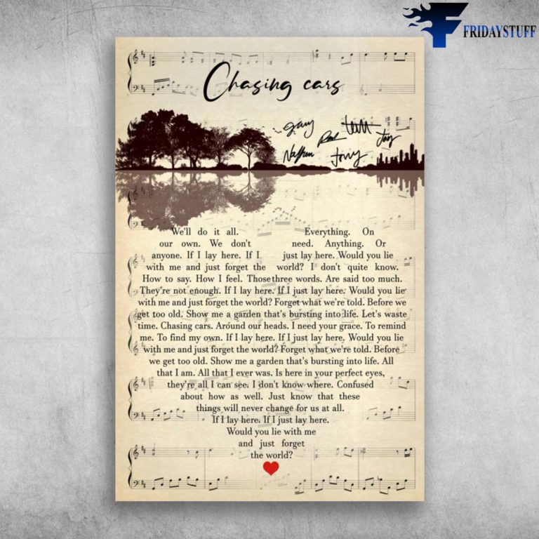 Snow Patrol Chasing Cars Lyrics Canvas, Poster FridayStuff