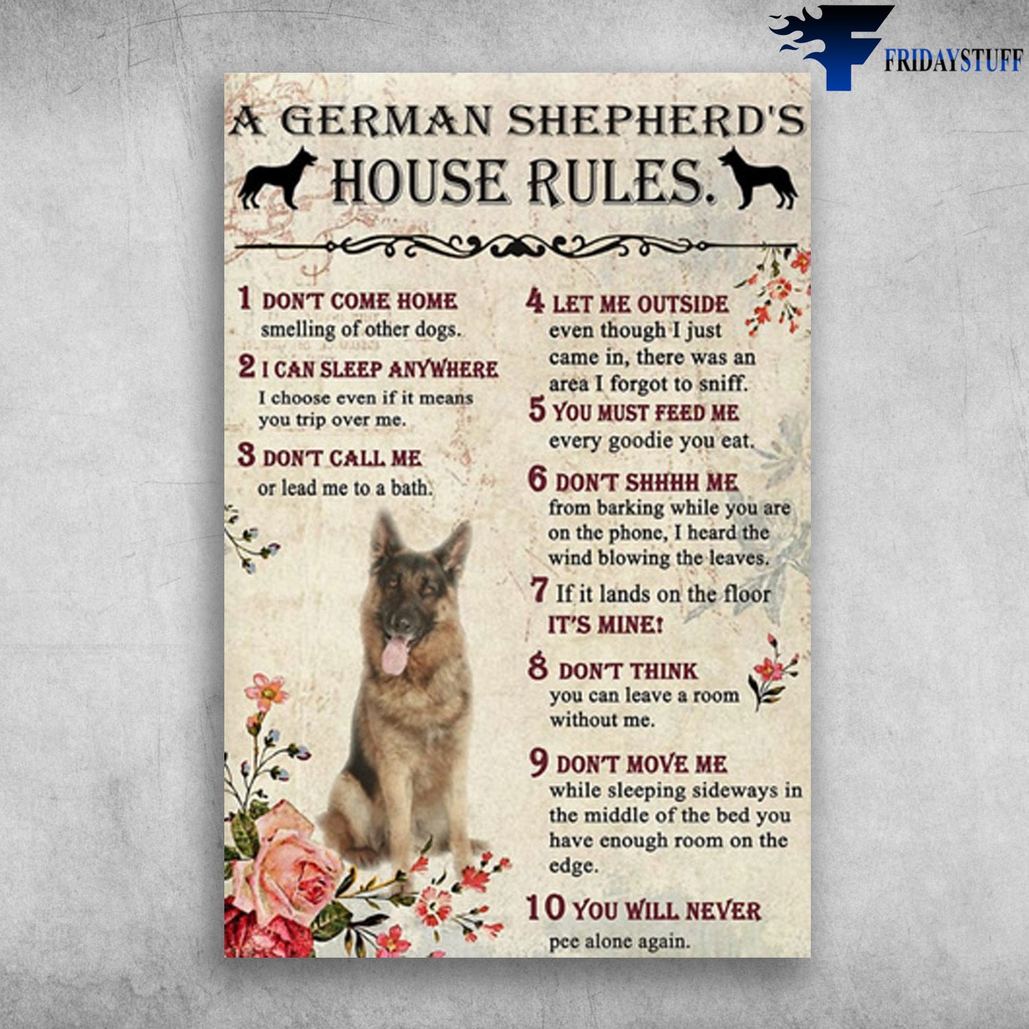 German Shepherd Dog The House Rude Canvas, Poster