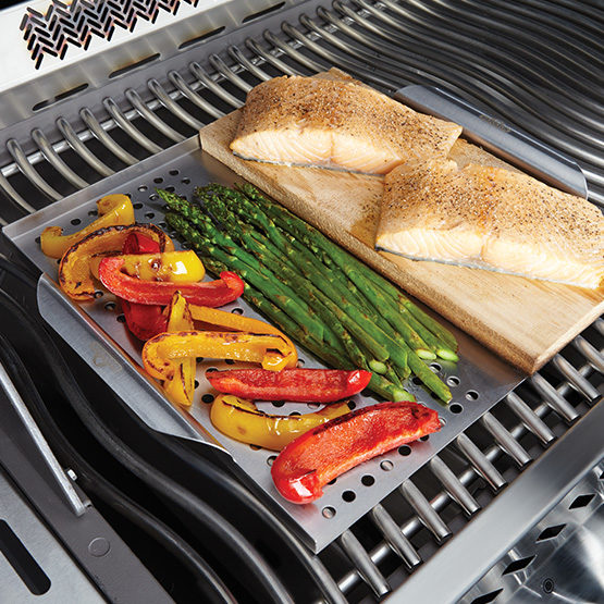 Stainless Steel Grill Topper with Cedar Plank Friendly Fires