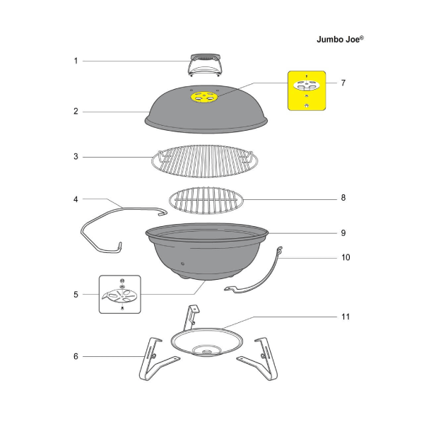 er Damper Lid 18" & 22" Charcoal Grills (63059)