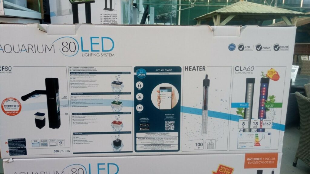 Ciano Aqua 80 in Black aquarium complete set up 74l Friendly Fish