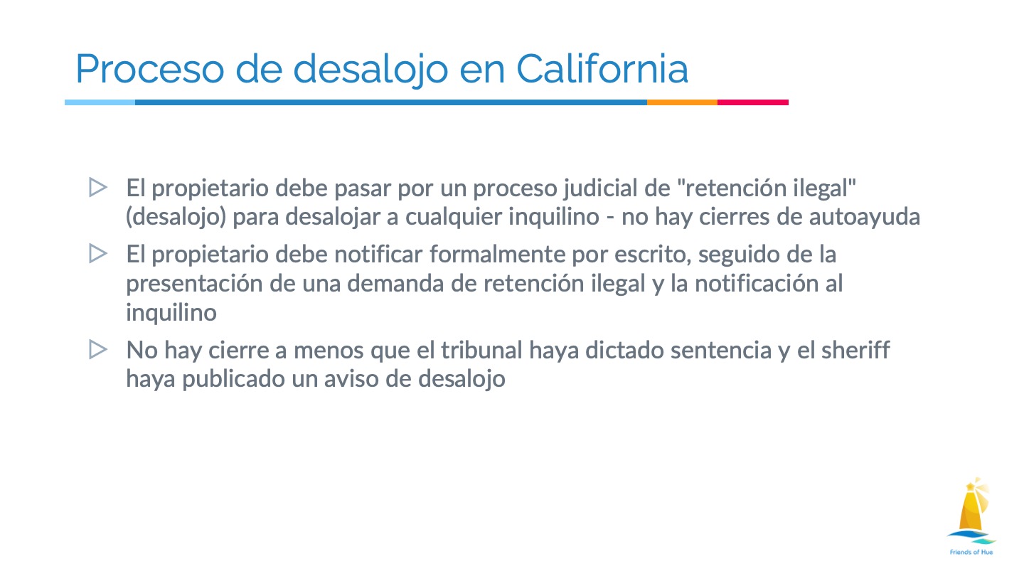 Unlawful Detainer Spanish Friends of Hue Foundation
