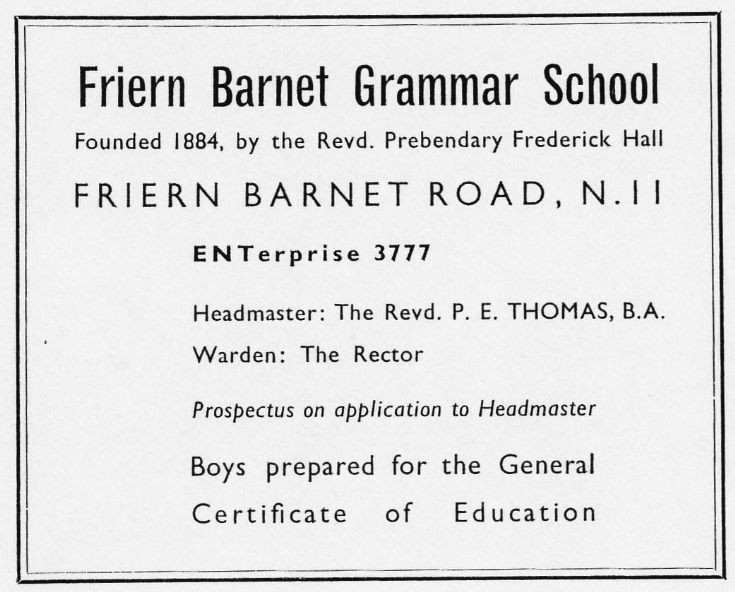 Friern and Finchley Photo Archive Friern Grammar School