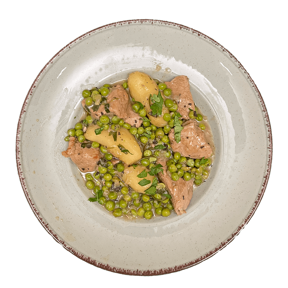 Veal Stew with Peas and Potatoes Frixos Personal Chefing