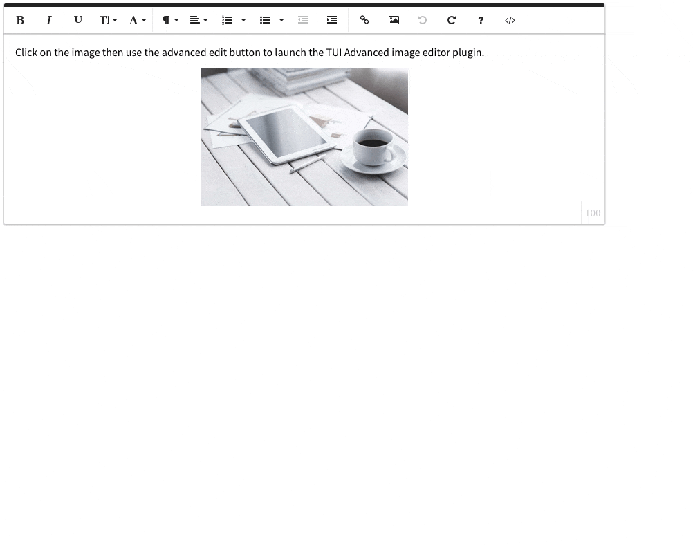 TUI Advanced Image Editor for Version 2.0 3rd Party Integration Froala