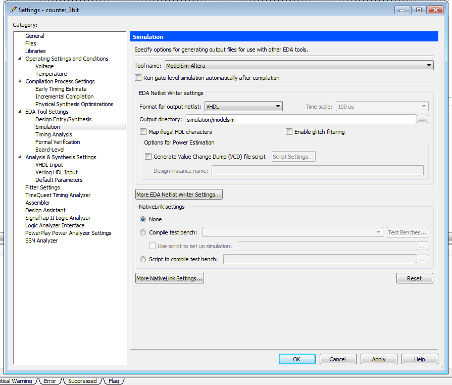 Quartus/Modelsim Tutorial