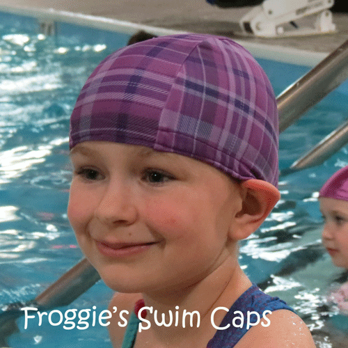 Lycra Swim Cap Purple Plaid
