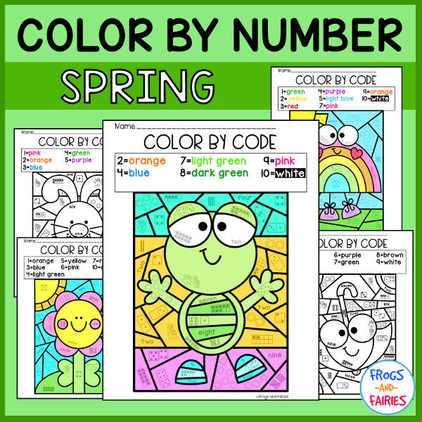 Spring Color by Code Number Sense Frogs and Fairies Spring Color by Code Number Sense Frogs and Fairies
