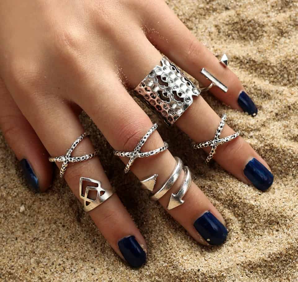 Cute Knuckle rings Set for girls,alloy vintage silver tone,8PCS