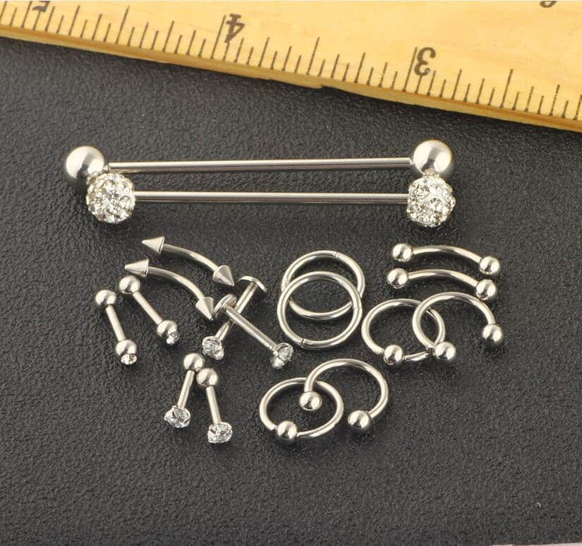18pcs,stainless steel,piercing jewelry,nose ring