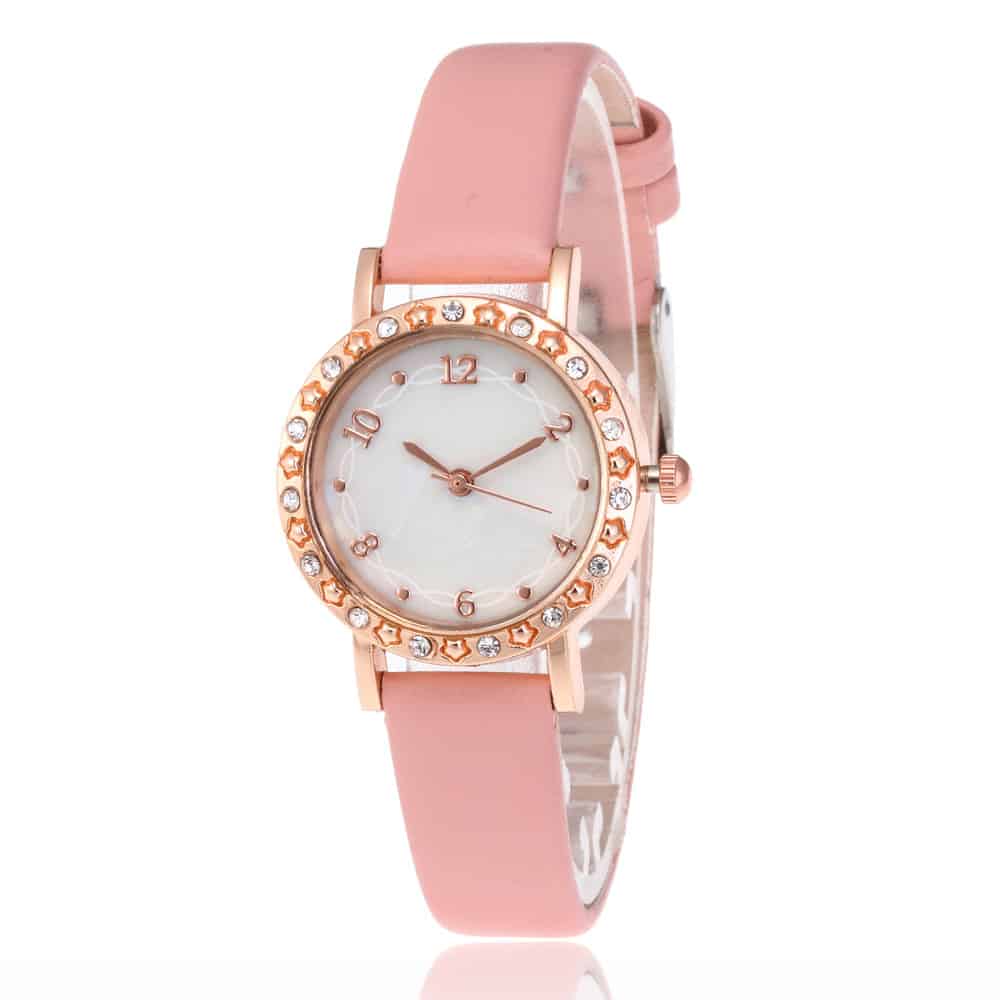 New Rose Gold plated Watch with Leather Strap, Kid’s Girl’s student's