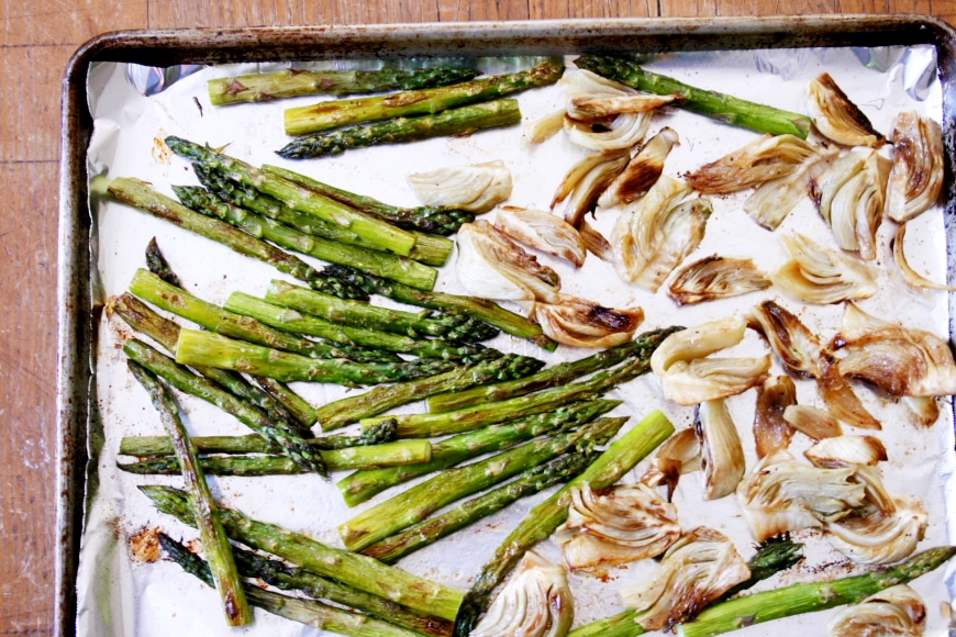 Roasted Fennel & Asparagus Quinoa Bowls with Fried Eggs & Smoky Red