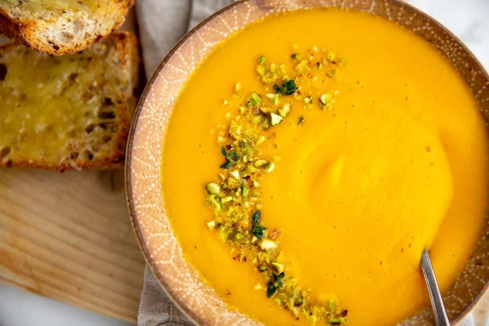 Easy Vegetable Potage Soup with Cheesy Baguettes