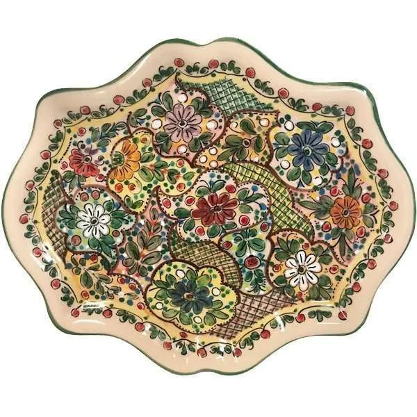 Mosaic Pattern Scalloped Serving Platter From Spain Ceramics and
