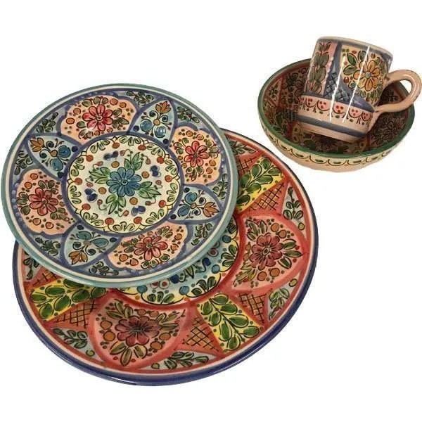 4 piece Mosaic Pattern Dinnerware Set From Spain Ceramics and Gifts