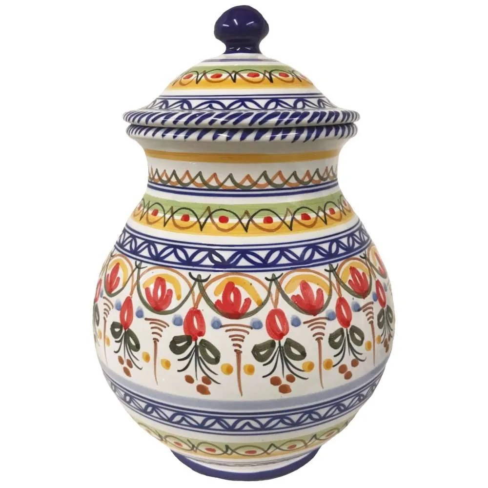 8 inch Multicolor Canister From Spain Ceramics and Gifts Made in