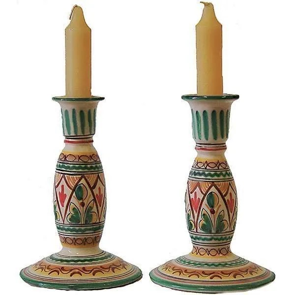 Antique Green Candlesticks From Spain Ceramics and Gifts Made in
