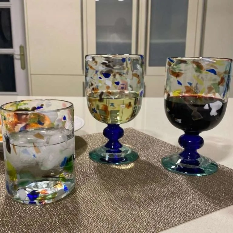 Confetti Hand Blown Wine Glass Set of 4 From Spain Ceramics and