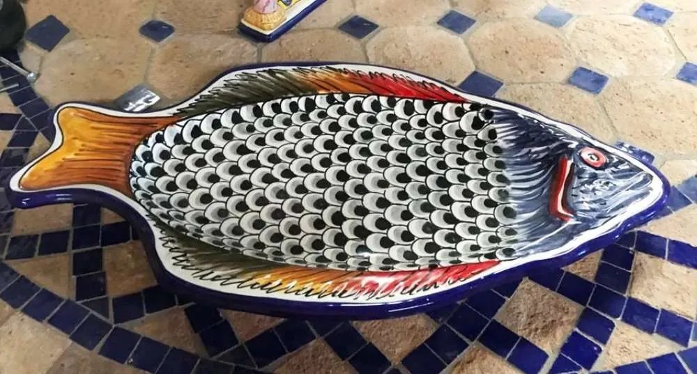 19 inch Multicolor Fish Platter From Spain Ceramics and Gifts Made