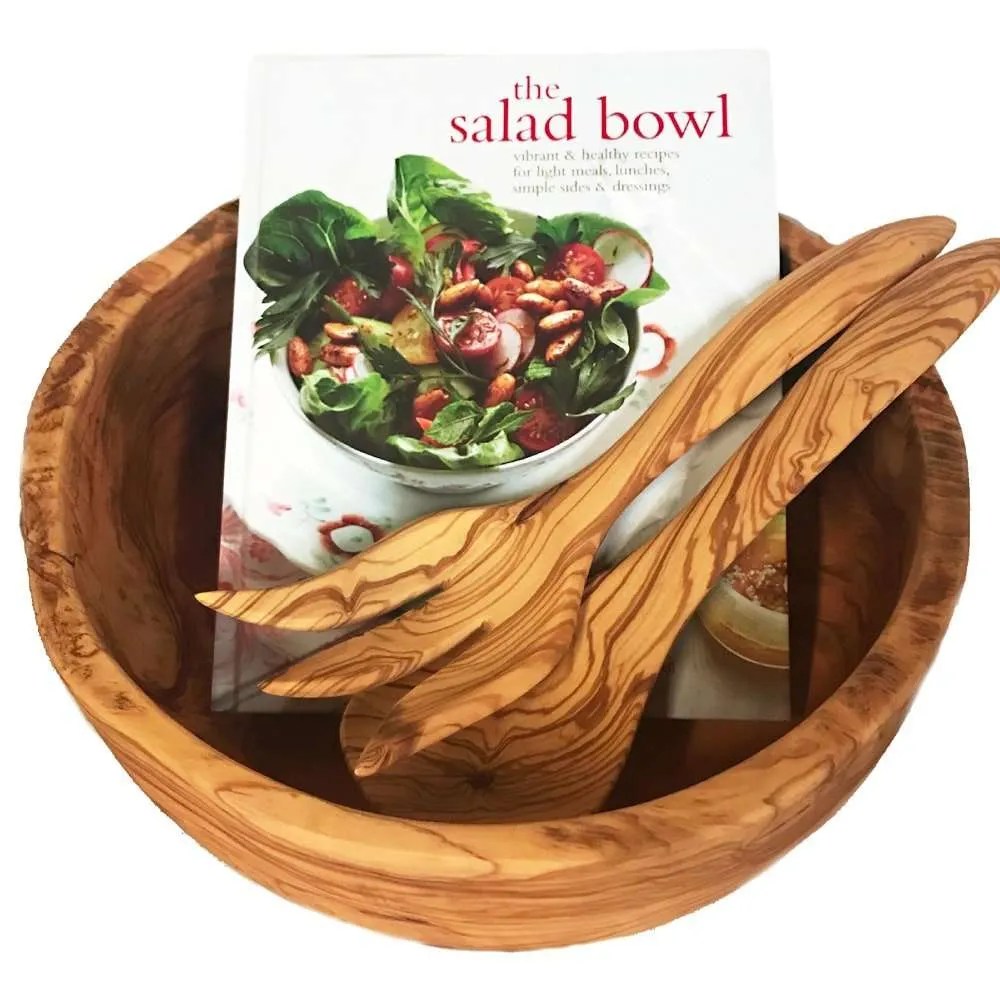 Olive Wood Salad Bowl Set From Spain Ceramics and Gifts Made in Spain Online