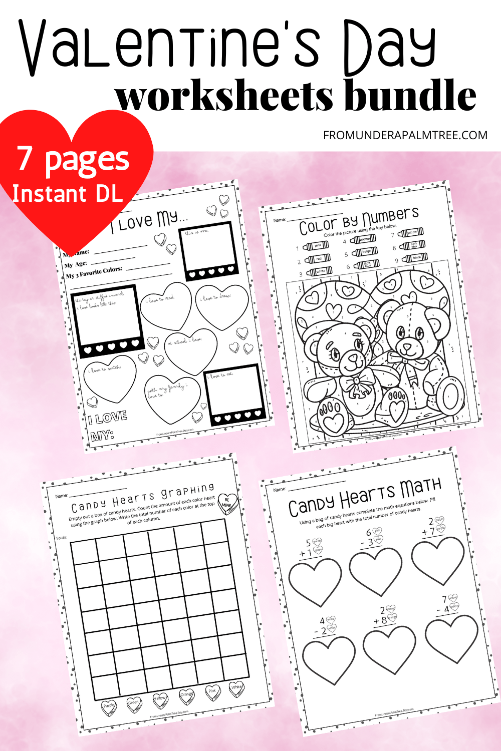 Valentine’s Day Worksheet Bundle - From Under a Palm Tree