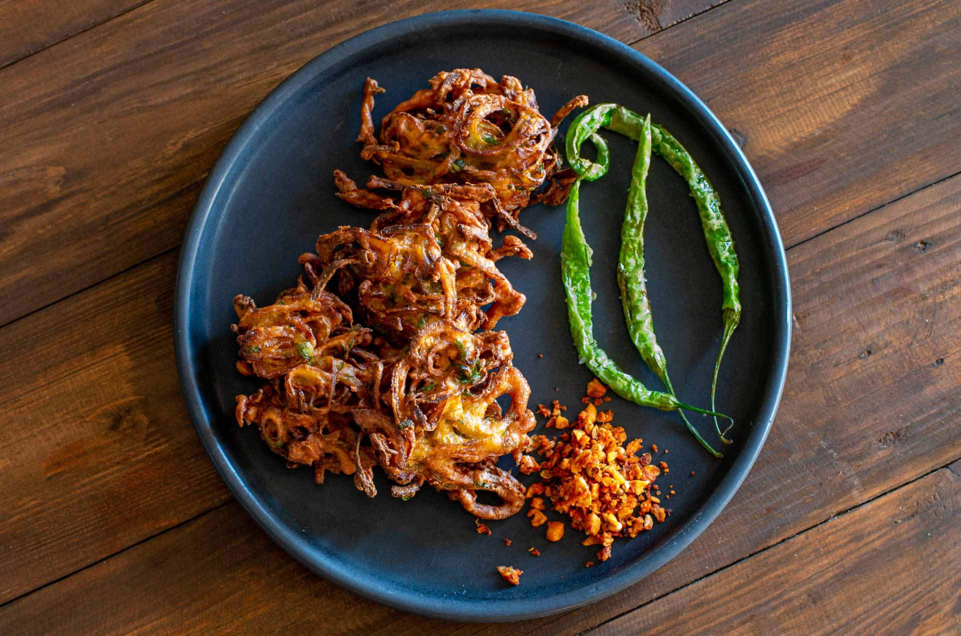 Onion pakora deep fried onions from India