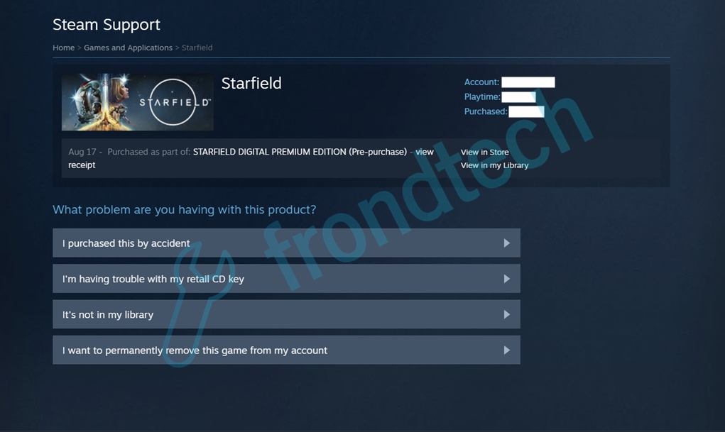 How to Refund Starfield on PC frondtech