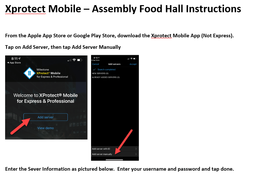 Add Xprotect Mobile App and Login Front Burner
