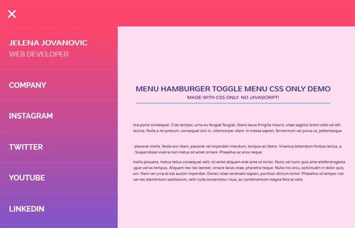 Menu Hamburger Toggle Menu CSS Only FrontendScript