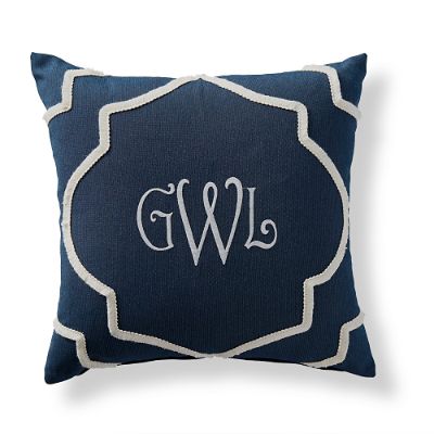 Mycenean Monogrammed Indigo Outdoor Pillow Frontgate