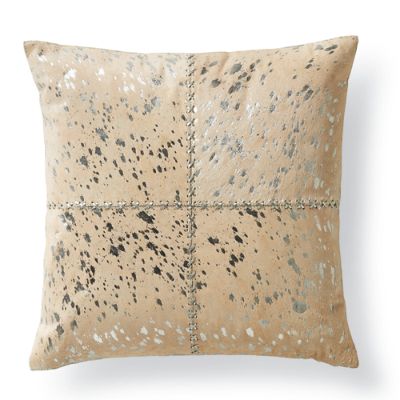 Silver Metallic Stitched Hide Decorative Pillow Frontgate