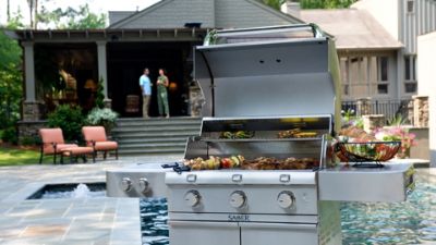 Saber 3burner Stainless Steel Grill with Dual Side Burners Frontgate