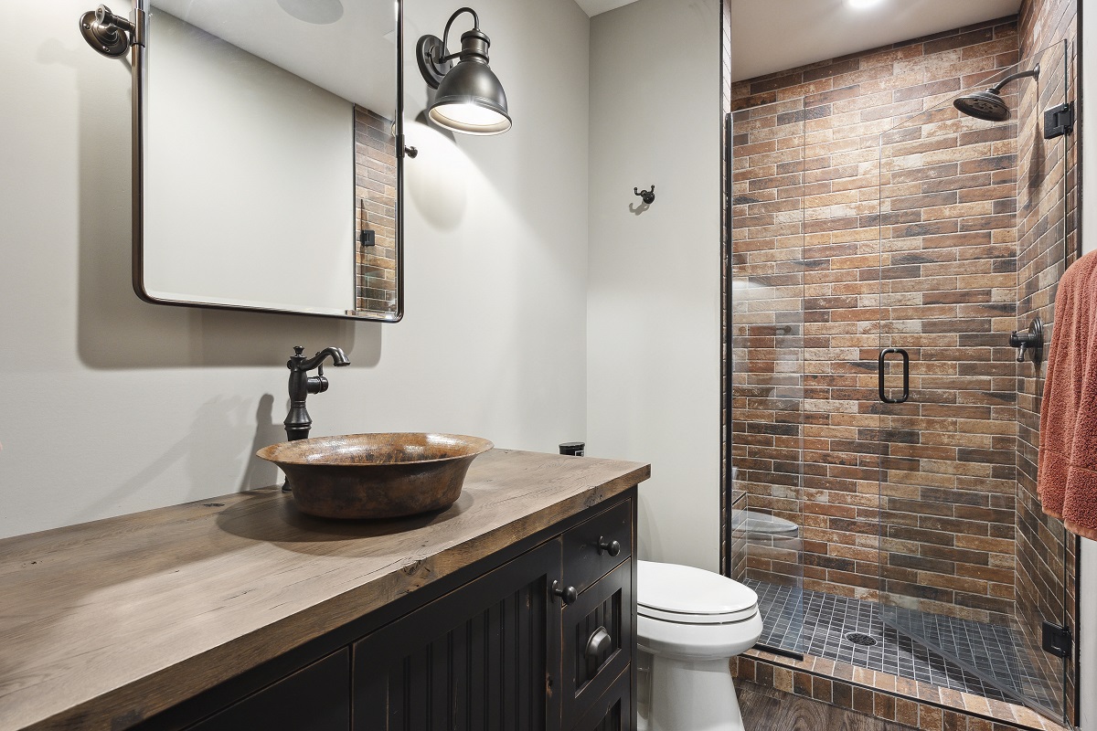 Monticello Rustic Basement Remodel Frontier Custom Builders