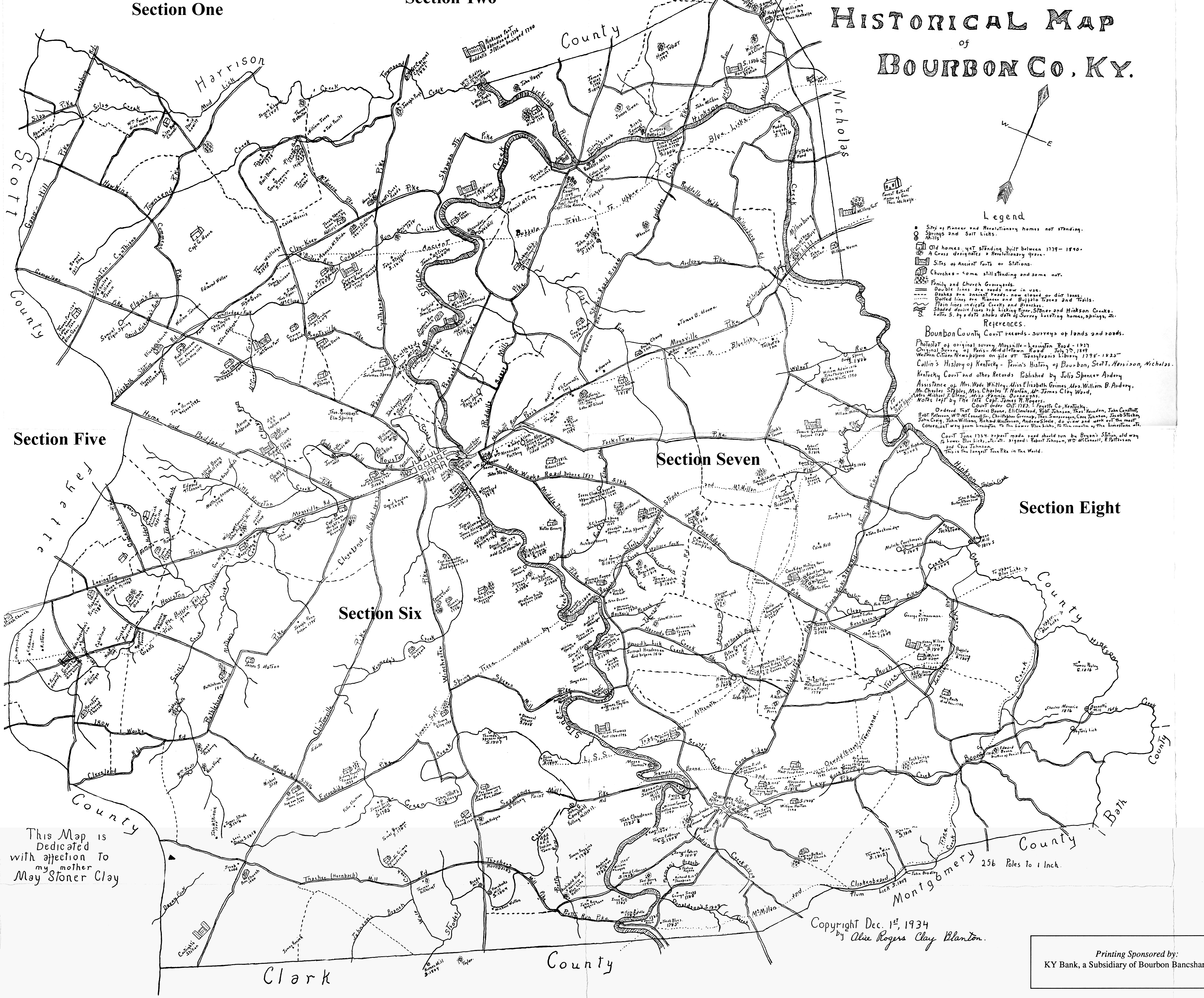 Old Bourbon County Map Segments