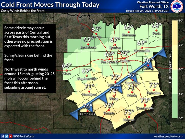 Hopkins County Weather Forecast for February 24th, 2021 Front Porch